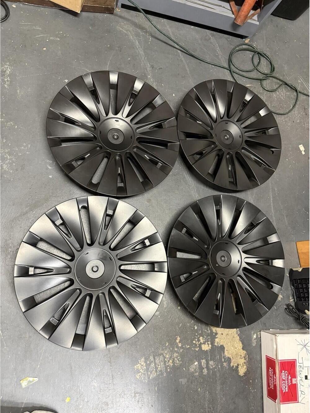 Set of 4 Tesla Model 3 18” Aero Wheel Covers Hubcaps Matte Black Turbine